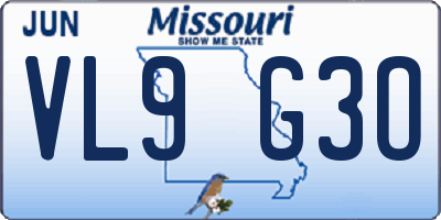 MO license plate VL9G3O