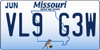 MO license plate VL9G3W