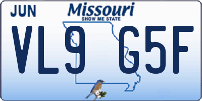 MO license plate VL9G5F