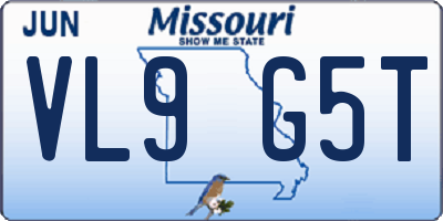 MO license plate VL9G5T