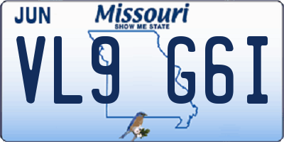 MO license plate VL9G6I