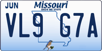 MO license plate VL9G7A