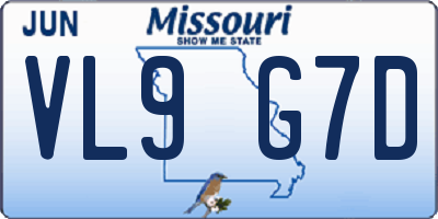 MO license plate VL9G7D