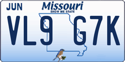 MO license plate VL9G7K