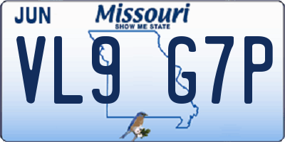 MO license plate VL9G7P