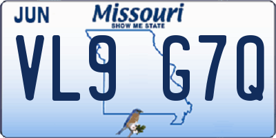 MO license plate VL9G7Q