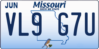MO license plate VL9G7U