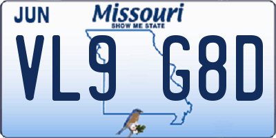 MO license plate VL9G8D