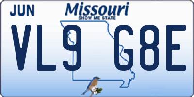 MO license plate VL9G8E