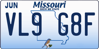 MO license plate VL9G8F