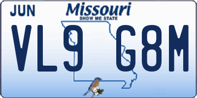 MO license plate VL9G8M