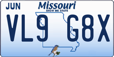 MO license plate VL9G8X