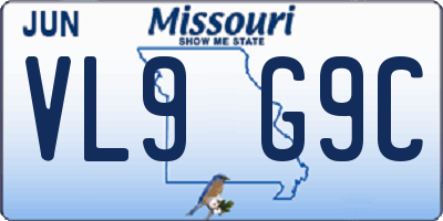 MO license plate VL9G9C