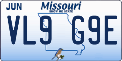 MO license plate VL9G9E