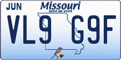 MO license plate VL9G9F