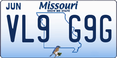 MO license plate VL9G9G