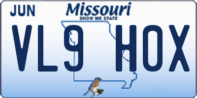 MO license plate VL9H0X