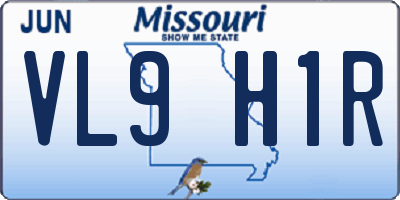 MO license plate VL9H1R