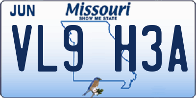 MO license plate VL9H3A