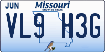 MO license plate VL9H3G
