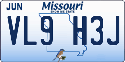 MO license plate VL9H3J