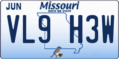 MO license plate VL9H3W