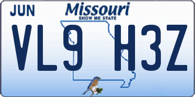 MO license plate VL9H3Z