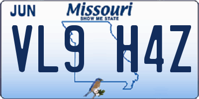 MO license plate VL9H4Z