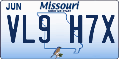 MO license plate VL9H7X