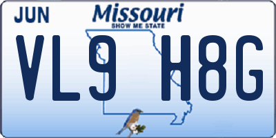 MO license plate VL9H8G