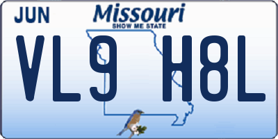 MO license plate VL9H8L