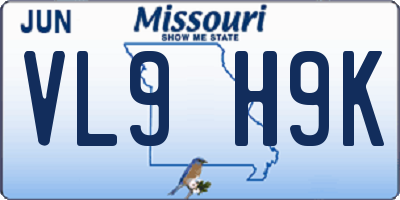 MO license plate VL9H9K