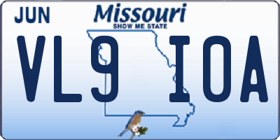 MO license plate VL9I0A