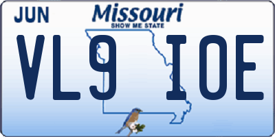 MO license plate VL9I0E