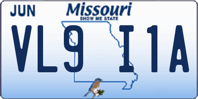 MO license plate VL9I1A