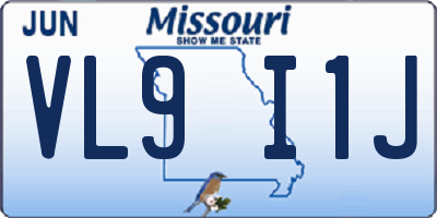 MO license plate VL9I1J