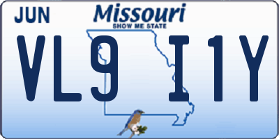 MO license plate VL9I1Y