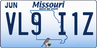 MO license plate VL9I1Z