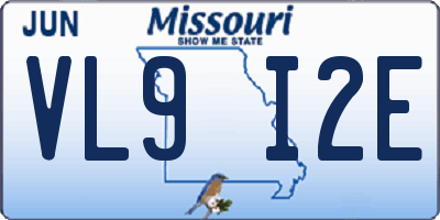 MO license plate VL9I2E