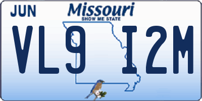 MO license plate VL9I2M