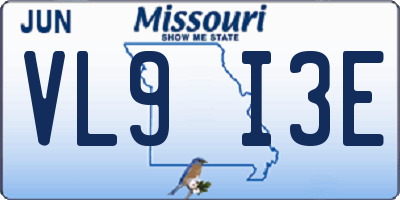 MO license plate VL9I3E