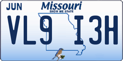 MO license plate VL9I3H