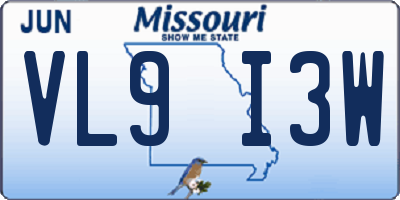 MO license plate VL9I3W