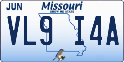 MO license plate VL9I4A