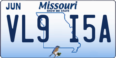 MO license plate VL9I5A