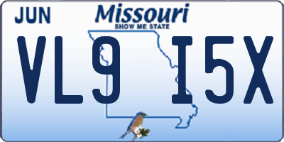 MO license plate VL9I5X