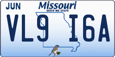 MO license plate VL9I6A