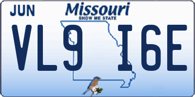 MO license plate VL9I6E