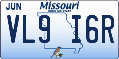 MO license plate VL9I6R