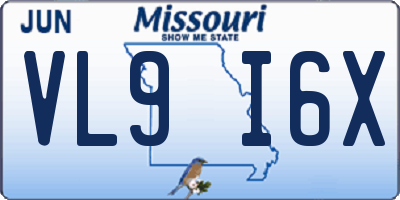 MO license plate VL9I6X